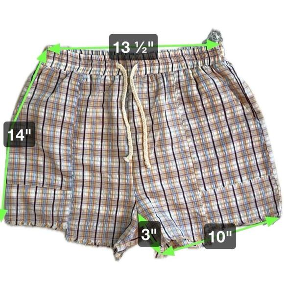 Papermoon 100% cotton plaid chopped hem drawstring shorts, gauze liner Size M - Picture 6 of 12